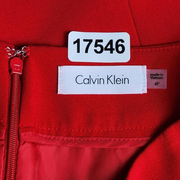 Calvin Klein Skirt Womens 4P Red Pencil Lined Stretch Back Vent Career - Picture 8 of 11